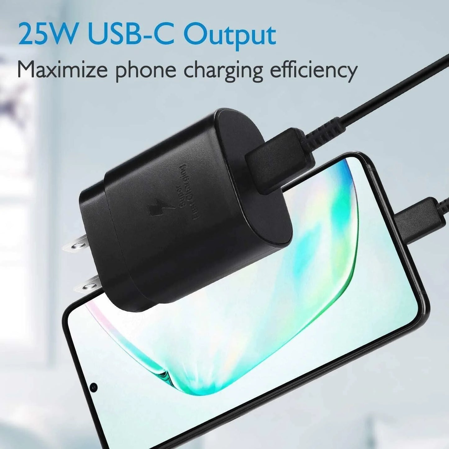 25w Super Fast Charger Type USB-C 10FT Cable For Samsung Galaxy S23 S22 S21 S20